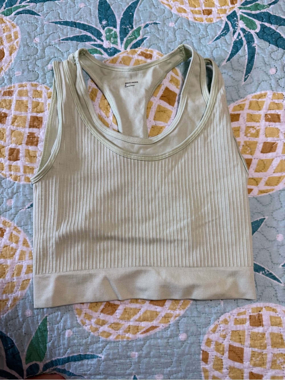 Gilly Hicks Light Sage Ribbed Racerback Sports Bra